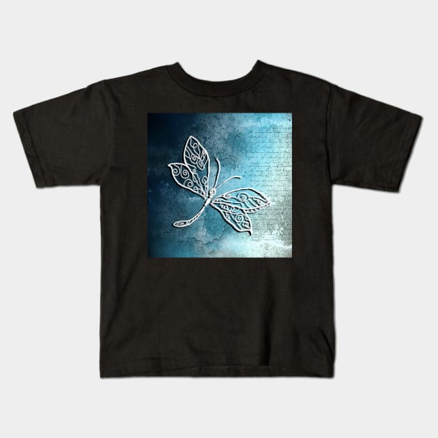 Dragonfly Graphic Art Teal, Black & White Spiritual Messengers The Dragonflies Kids T-Shirt by tamdevo1